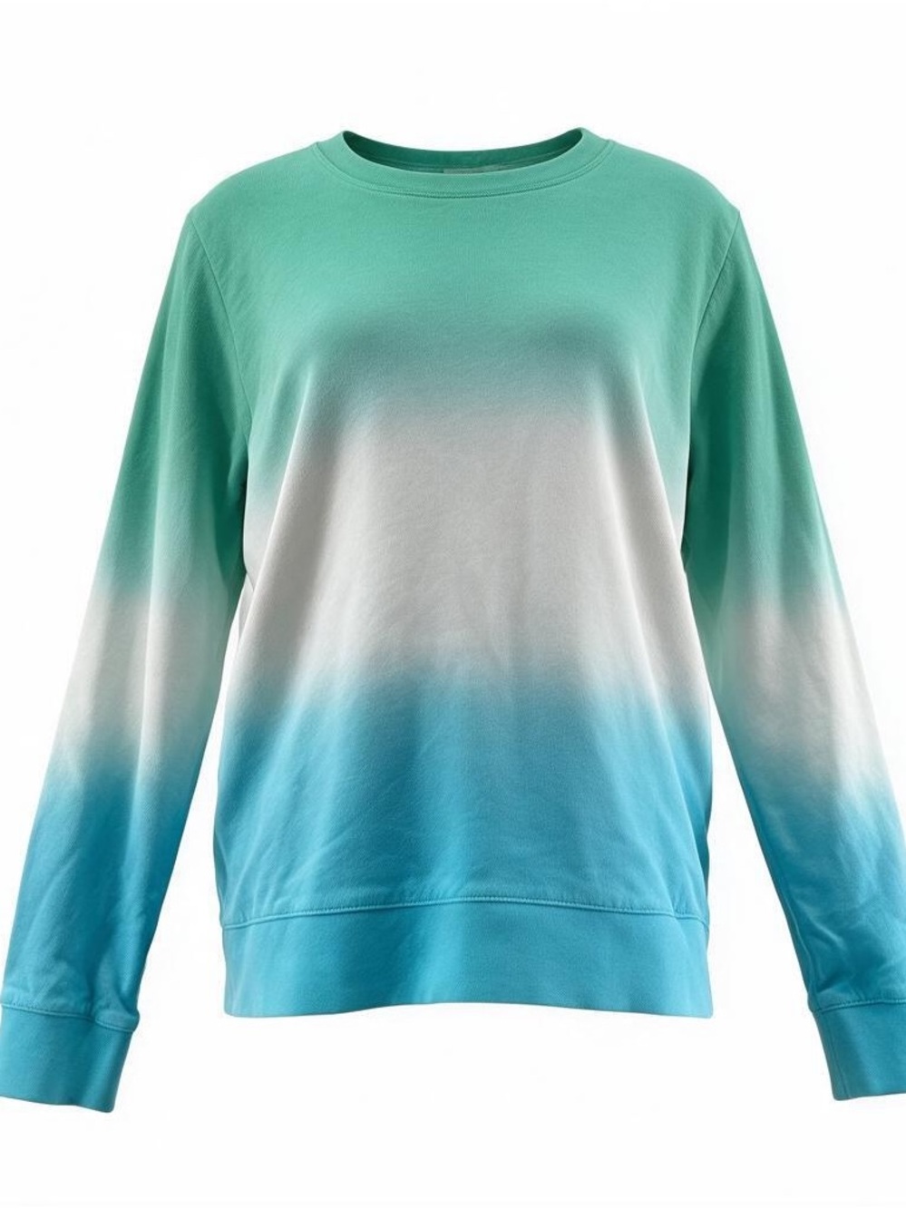 J. Crew Teal Blue Ombre Crewneck Sweatshirt size XL
